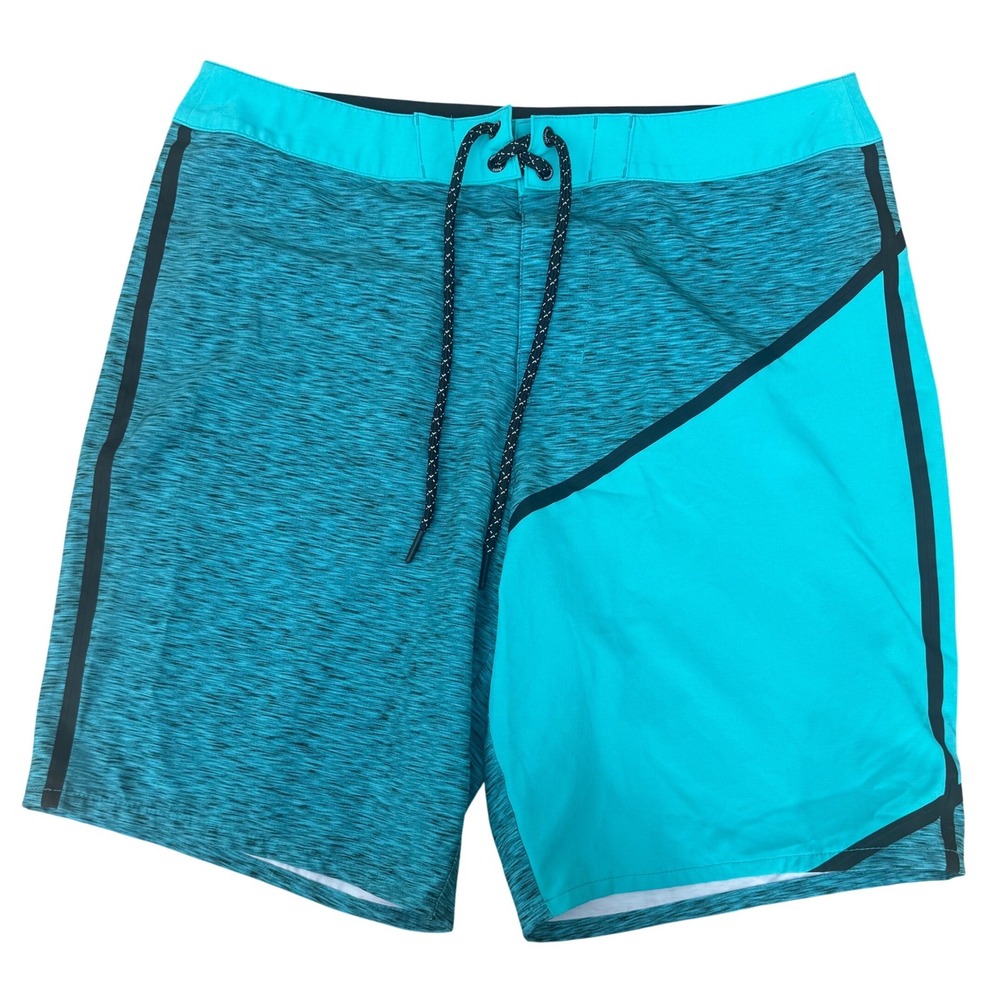 American Eagle Men's Stylish Teal Colorblock Graphic Board‎ Shorts Size Medium